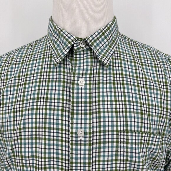 Pendleton Mens Bridgeport Plaid Button-Down Shirt XL - Green/White Checkered Cot - Picture 1 of 5
